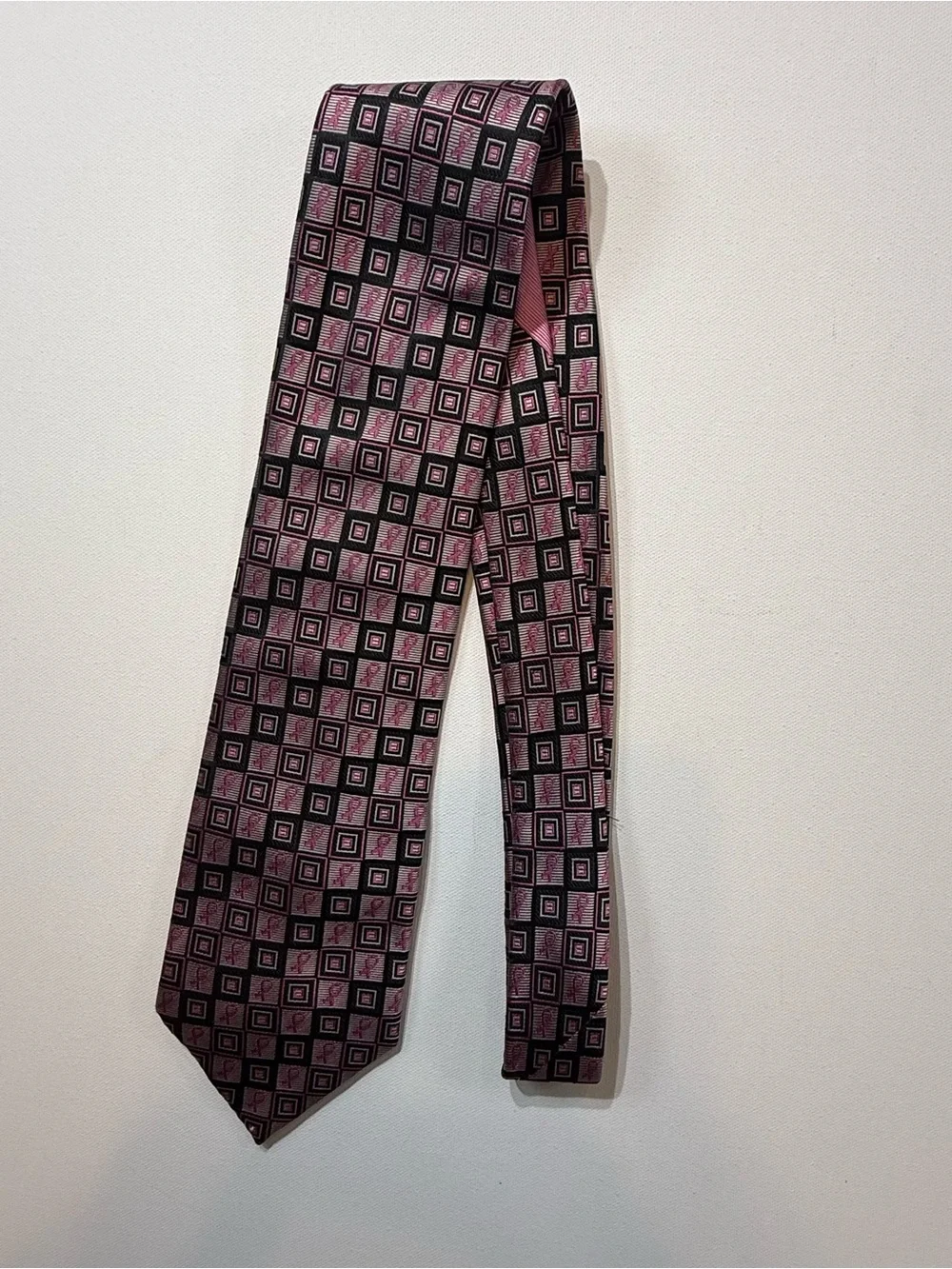Diane Katzman Real Men Wear Pink Silk Breast Cancer Ribbon Necktie